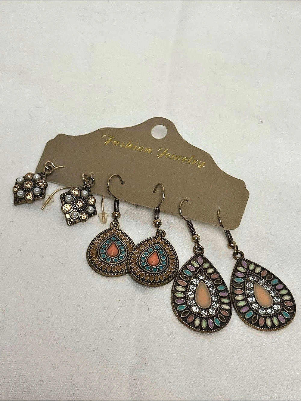 NWT Boho Teardrop Earrings in Brown & Blue